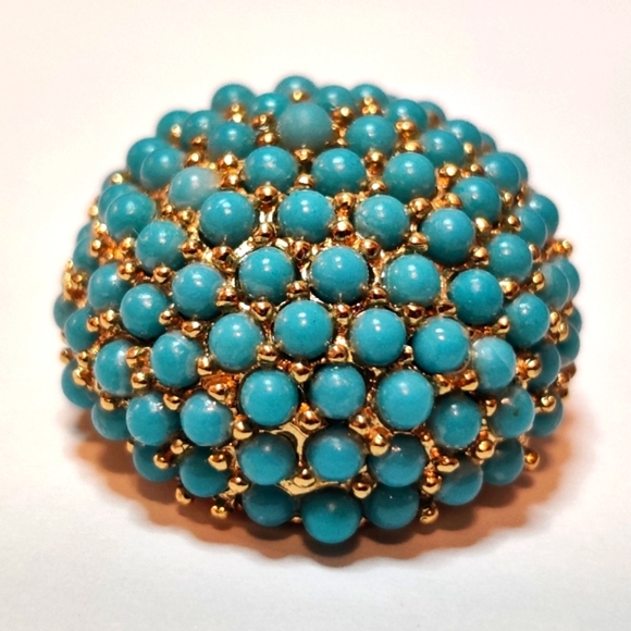 Signed Marcel Boucher Turquoise Ball Sphere Brooch - Picture 13 of 15